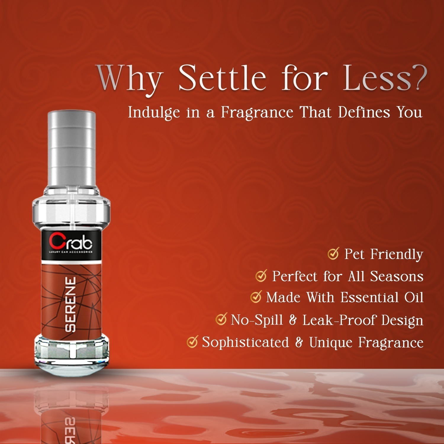 Crab Premium Car Perfume Spray | Serene Fragrance | Long Lasting Air Freshener for Car, Home & Office | Luxurious & Refreshing Aroma | Compact Design | Easy to Use | Elevate Your Space - Image 2