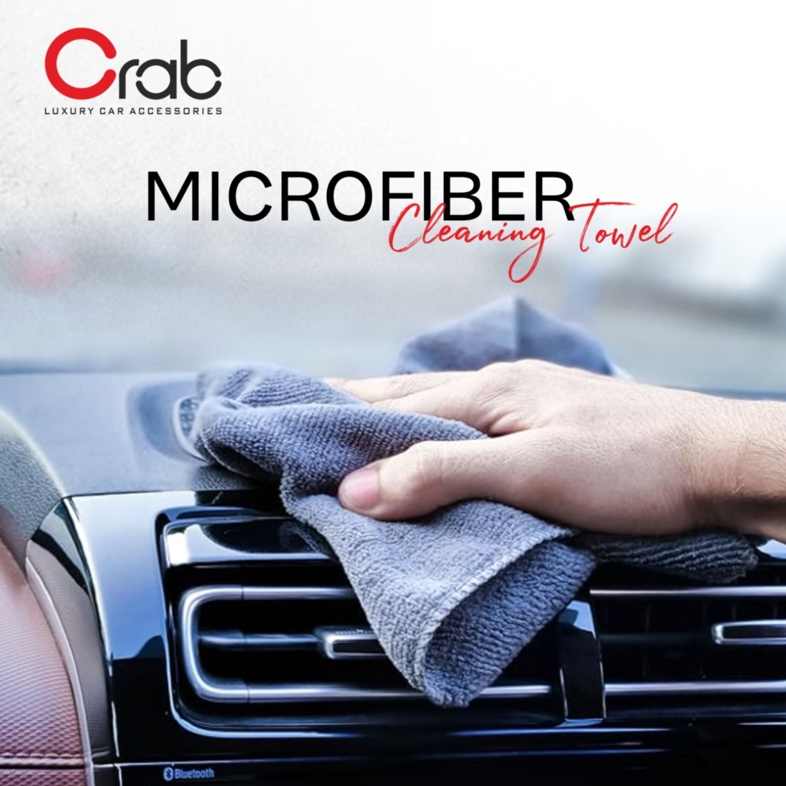 Crab Microfiber Towel Pack of 3 – 40x60cm, 300 GSM for Scratch-Free Car Cleaning & Drying – Perfect for Wet & Dry Use! - Image 4