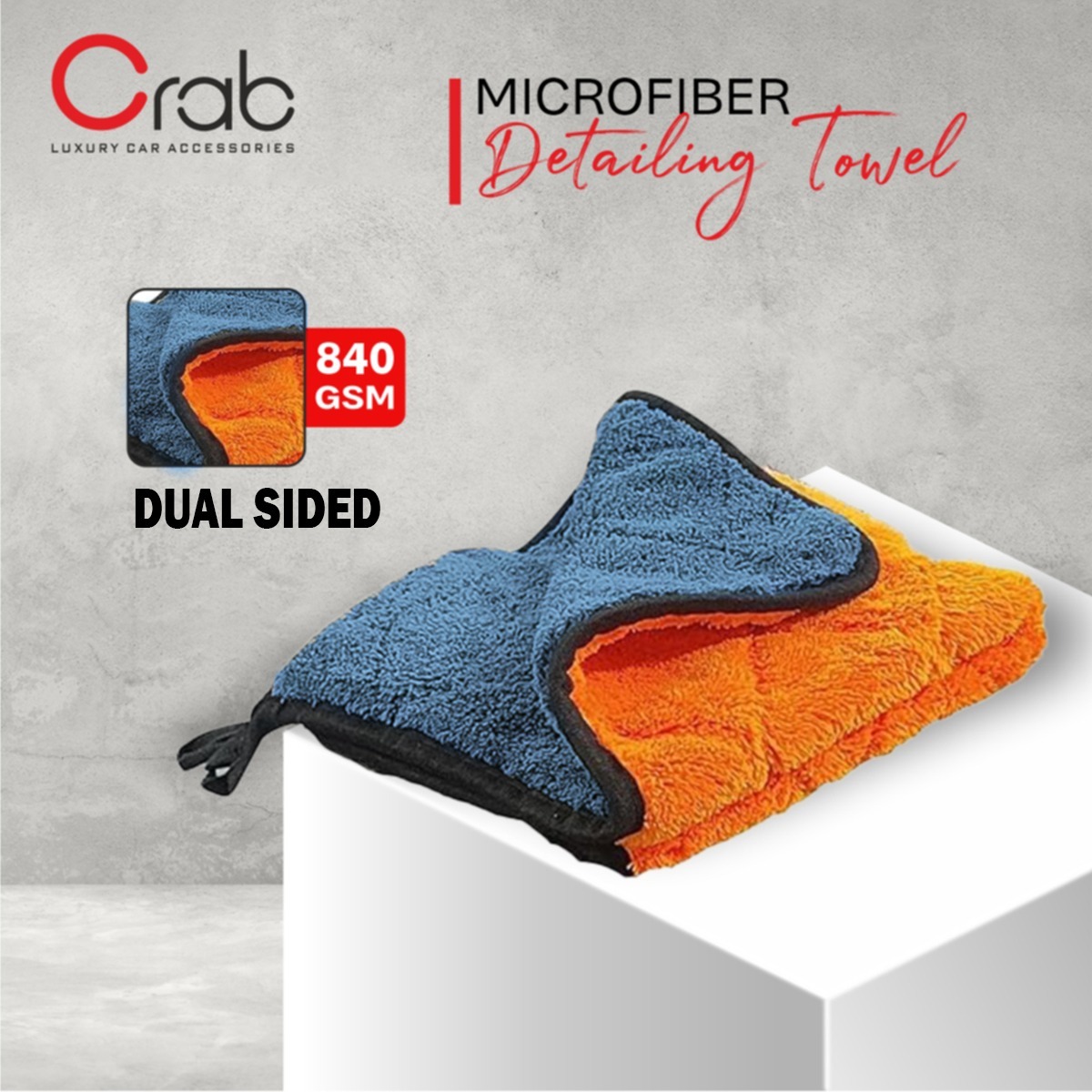 Crab Coral Microfiber Towel 16″x18″, 840 GSM, Dual-Sided, Scratch-Free, Streak-Free Detailing - Image 3