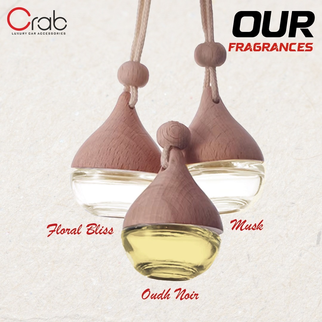 Crab Premium Car Perfume Hanging Pod |6 ML |Musk Fragrance Car Freshener |Natural Essential Fragrance Oils in Glass Bottle with Wooden Diffuser Lid |Last Upto 30 Days - Image 3