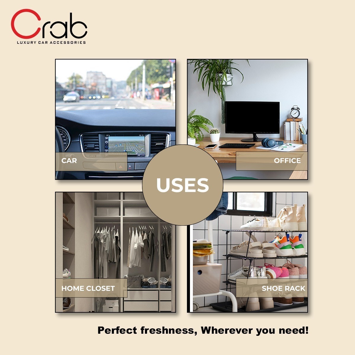 Crab Premium Car Perfume Hanging Pod |6 ML |Musk Fragrance Car Freshener |Natural Essential Fragrance Oils in Glass Bottle with Wooden Diffuser Lid |Last Upto 30 Days - Image 4