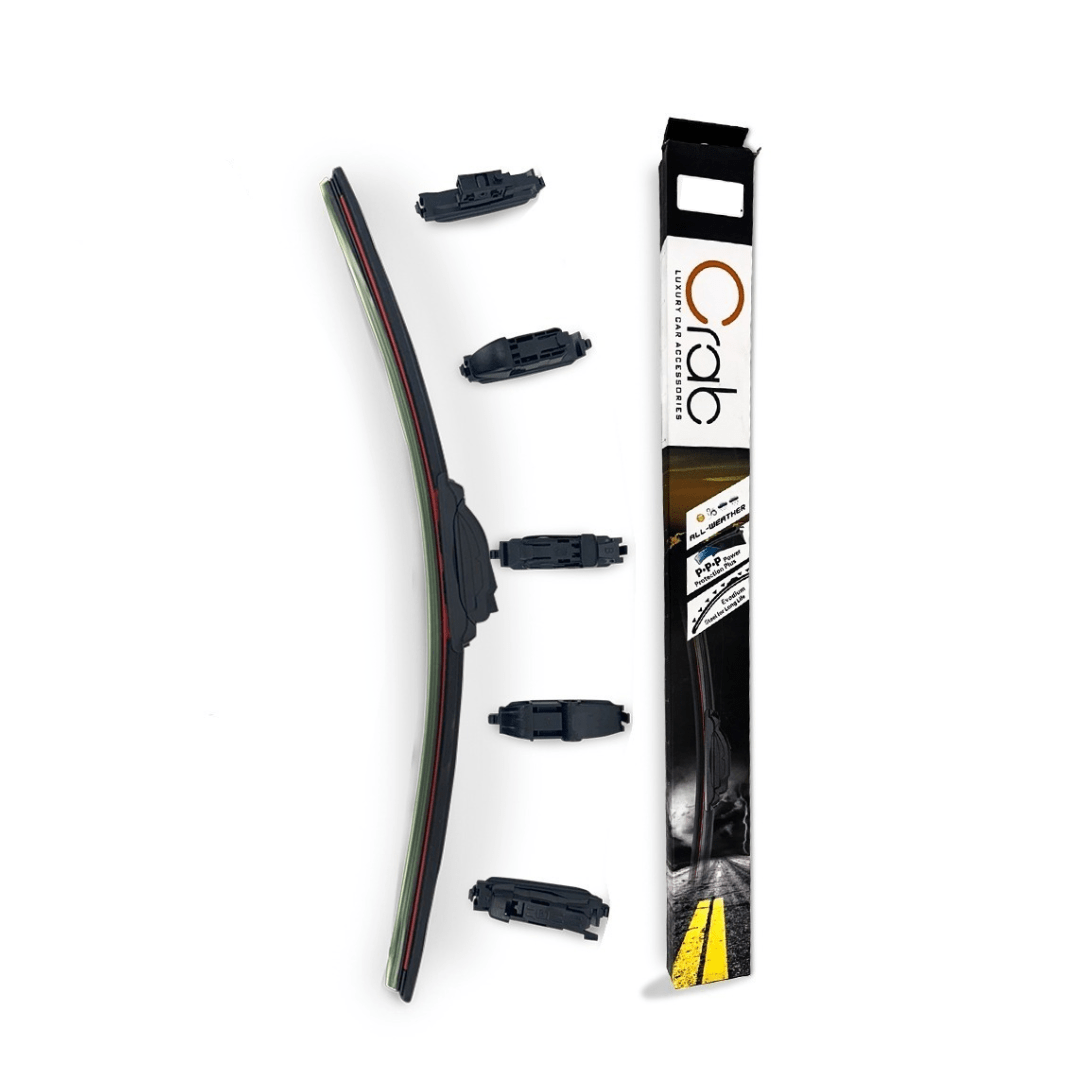 Car Wiper with 5 Adapters Silent, All-Natural Squeegee Rubber for Snow & Ice Removal, Resists Cracking & Tearing, Safe & Clean Driving, Durable Against Heat, Cold, Wiper Fluid & Salt