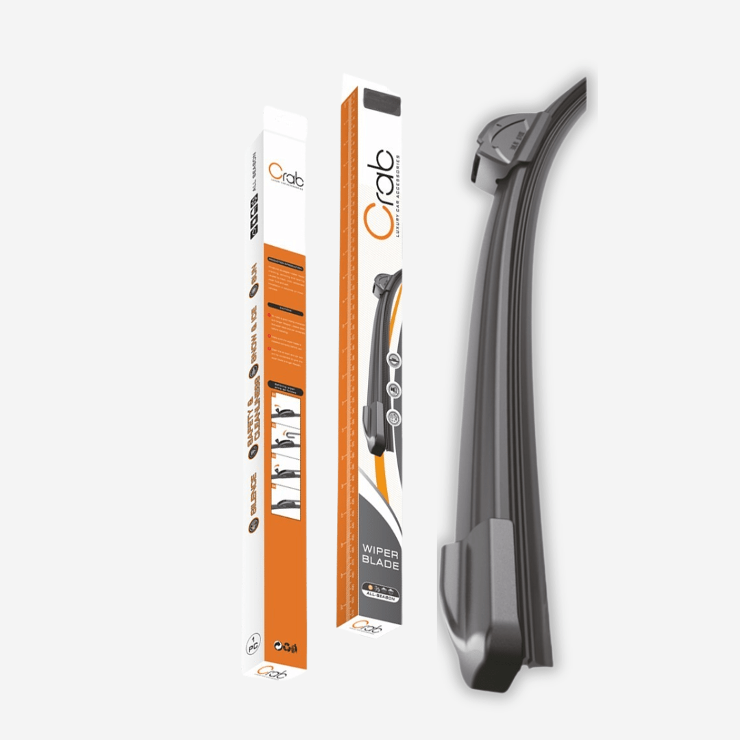 Crab Car Wiper Silent, All-Natural Squeegee Rubber for Snow & Ice Removal, Resists Cracking, Splitting, and Tearing, Quick & Easy Installation for Cleanliness & Safety